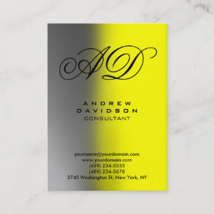 Graue, gelbe Monogramm-Visitenkarte Visitenkarte