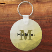 Graue gelbe Ober Mesh Muster Monogramm Schlüsselanhänger (Rückseite)