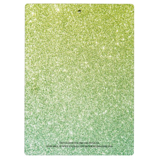 Graue Gelbe Ombre Glitzer Monogram Name Klemmbrett (Rückseite)