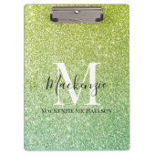 Graue Gelbe Ombre Glitzer Monogram Name Klemmbrett (Vorderseite)