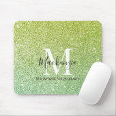 Graue Gelbe Ombre Glitzer Monogram Name Mousepad (Mit Mouse)
