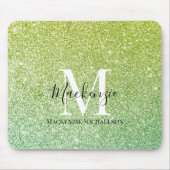 Graue Gelbe Ombre Glitzer Monogram Name Mousepad (Vorne)