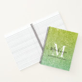Graue Gelbe Ombre Glitzer Monogram Name Notizblock (Innenseite)