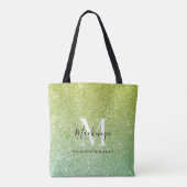 Graue Gelbe Ombre Glitzer Monogram Name Tasche (Rückseite)