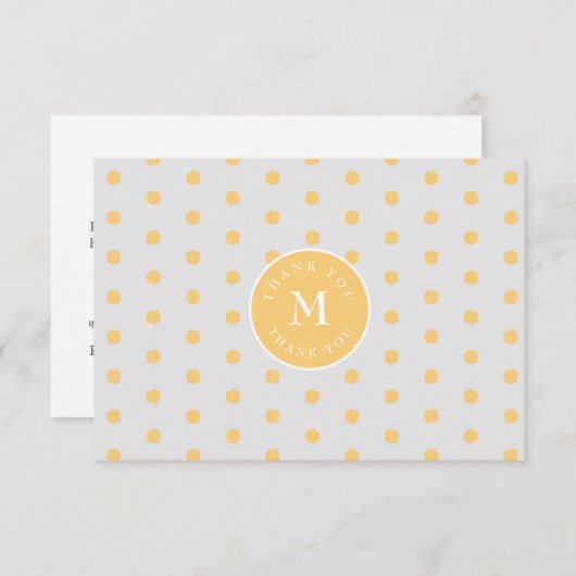 Graue gelbe Polka Dot Flat Danke Karte (Vorne/Hinten)