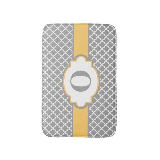 Graue gelbe Quatrefoil Badematte (Vorderseite Vertikal)