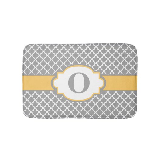 Graue gelbe Quatrefoil Badematte (Vorderseite)