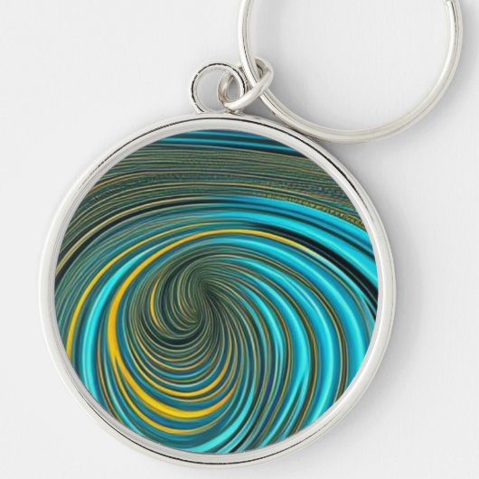 Graue, gelbe Spiralfarbe Pour Design Schlüsselanhänger (Vorne)