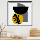 Graue, gelbe und schwarze Abstrakte Formen Poster (Küche)