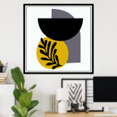 Graue, gelbe und schwarze Abstrakte Formen Poster (Heimbüro)