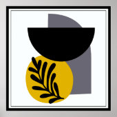 Graue, gelbe und schwarze Abstrakte Formen Poster (Vorne)