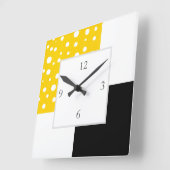 Graue, gelbe, weiß geometrische quadratische Wall- Quadratische Wanduhr (Winkel)