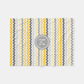 Graue gelbe Zickzack Muster-Monogramm-Decke Fleecedecke (Vorderseite (Horizontal))