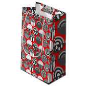 Graue Gemusterte Ovale Kleine Geschenktüte (Rückseite Schrägansicht)