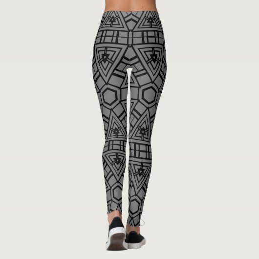Graue GEOMETRISCHE PATTERN Leggings (Rückseite)