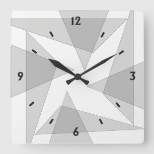 Graue geometrische Wall-Uhr Quadratische Wanduhr