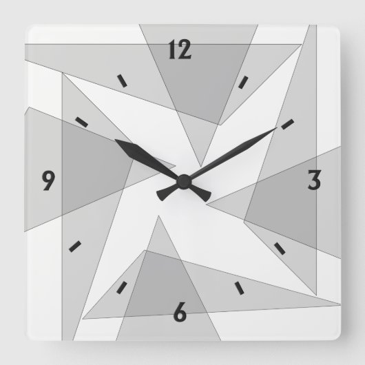 Graue geometrische Wall-Uhr Quadratische Wanduhr (Vorderseite)