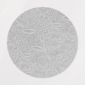 Graue geprägte Blumenoptik Etiketten (Design 1)