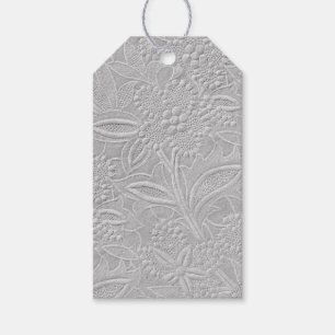 Graue geprägte Blumenoptik Geschenkanhänger