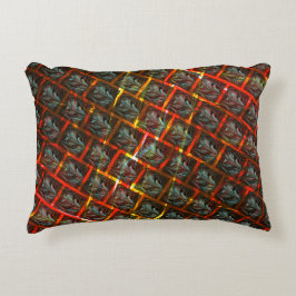 Graue "gerahmte Augen", Grätze, Quadrate oder rote Dekokissen