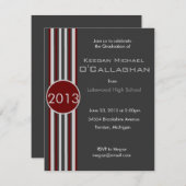 Graue gestreifte Abschluss-Party Einladung (Vorne/Hinten)