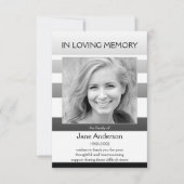 Graue gestreifte Beileid Beerdigung Foto Danke Kar (Vorderseite)