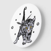 Graue gestreifte Kittenwall-Uhr Große Wanduhr (Winkel)