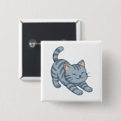 Graue gestreifte Streckkatze Button (Vorne & Hinten)