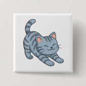 Graue gestreifte Streckkatze Button (Vorderseite)