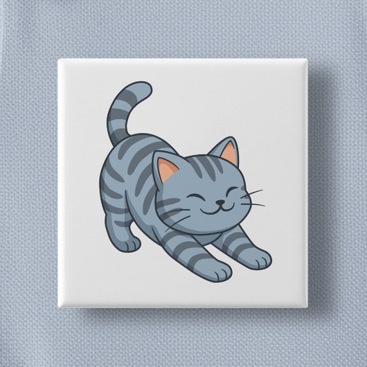 Graue gestreifte Streckkatze Button