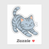 Graue getigerte Katze beim Strecken Aufkleber (Blatt)