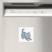 Graue getigerte Katze beim Strecken Magnet (In Situ (Geschirrspüler))