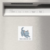 Graue getigerte Katze mit individuellem Text beim Magnet (In Situ (Geschirrspüler))