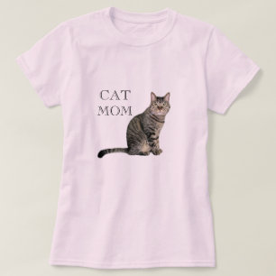 Graue getigerte Katzenmutter rosa T-Shirt