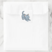 Graue getigerte Streckkatze Quadratischer Aufkleber (Tasche)