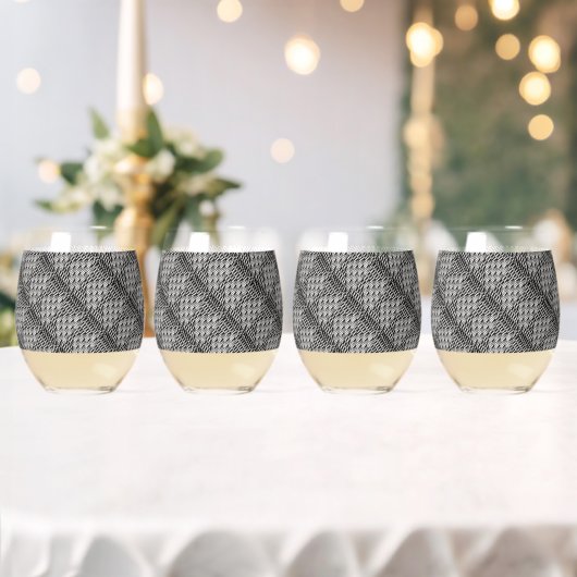 Graue gewebte Textur – modernes abstraktes Muster Weinglas Ohne Stiel (Insitu (Hochzeit))