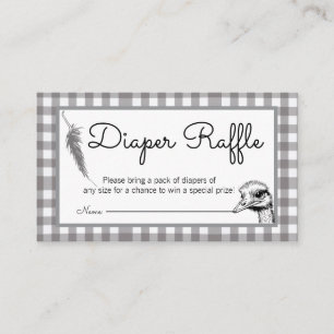 Graue Gingham-Strauß-Baby-Party-Windel-Raffle Begleitkarte