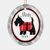 Graue Ginghamscottish-Terrier-Haustier-Verzierung Keramikornament (Links)