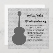 Graue Gitarre Grunge Wedding Invite Einladung (Vorne/Hinten)