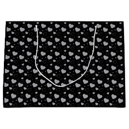 Graue glänzende Herzen niedlich romantisches Muste Große Geschenktüte