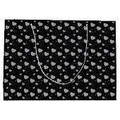 Graue glänzende Herzen niedlich romantisches Muste Große Geschenktüte (Rückseite)