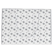 Graue glänzende Herzen niedlich romantisches Muste Große Geschenktüte (Rückseite)