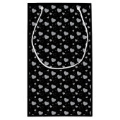 Graue glänzende Herzen niedlich romantisches Muste Kleine Geschenktüte (Rückseite)