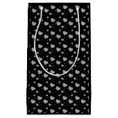 Graue glänzende Herzen niedlich romantisches Muste Kleine Geschenktüte (Vorderseite)