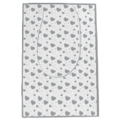 Graue glänzende Herzen niedlich romantisches Muste Mittlere Geschenktüte (Vorderseite)