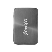 Graue glänzende Imitate Metall individuelle Name Badematte (Vorderseite Vertikal)