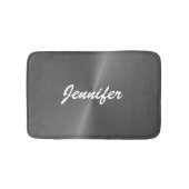 Graue glänzende Imitate Metall individuelle Name Badematte (Vorderseite)