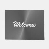 Graue glänzende Imitate Metall individuelle Name Fußmatte (Vorderseite)