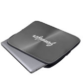 Graue glänzende Imitate Metall individuelle Name Laptopschutzhülle (Vorne Knopf)