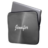 Graue glänzende Imitate Metall individuelle Name Laptopschutzhülle (Vorderseite Links)